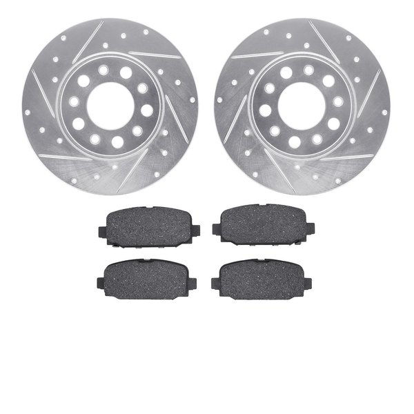 Dynamic Friction Co 7302-42052, Rotors-Drilled and Slotted-Silver with 3000 Series Ceramic Brake Pads, Zinc Coated 7302-42052